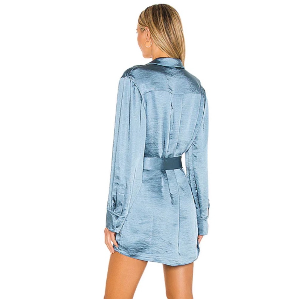 NWOT L’Academie Marta Shirt Dress in Dusty Blue - Picture 3 of 4